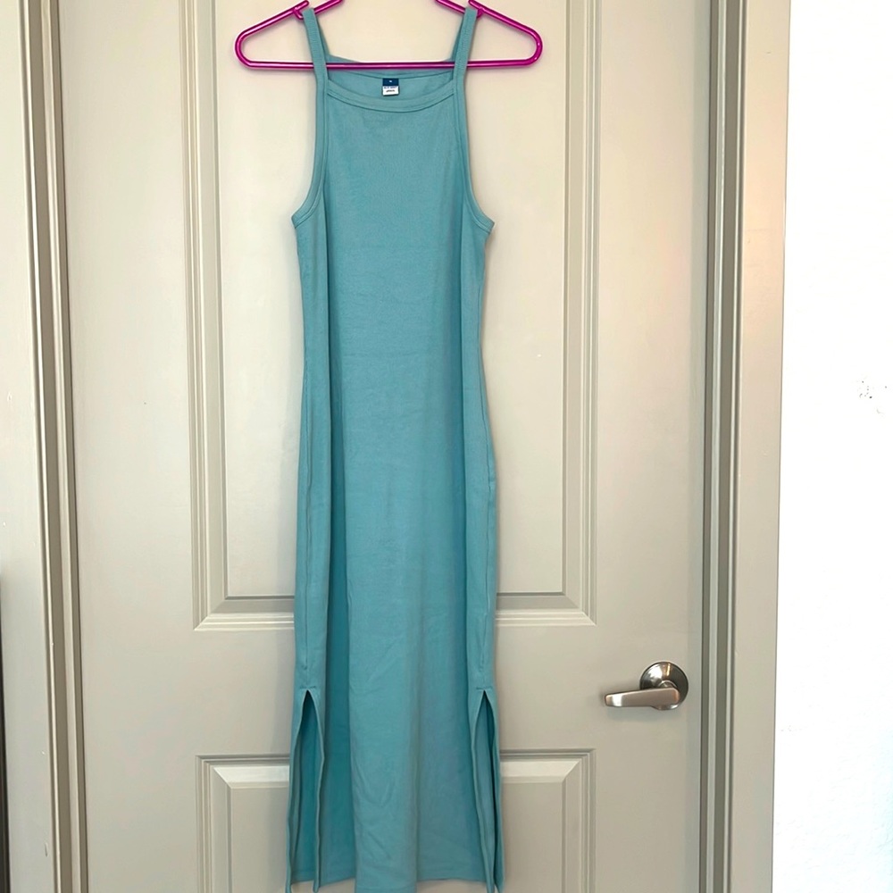 Teal, ribbed bodycon dress